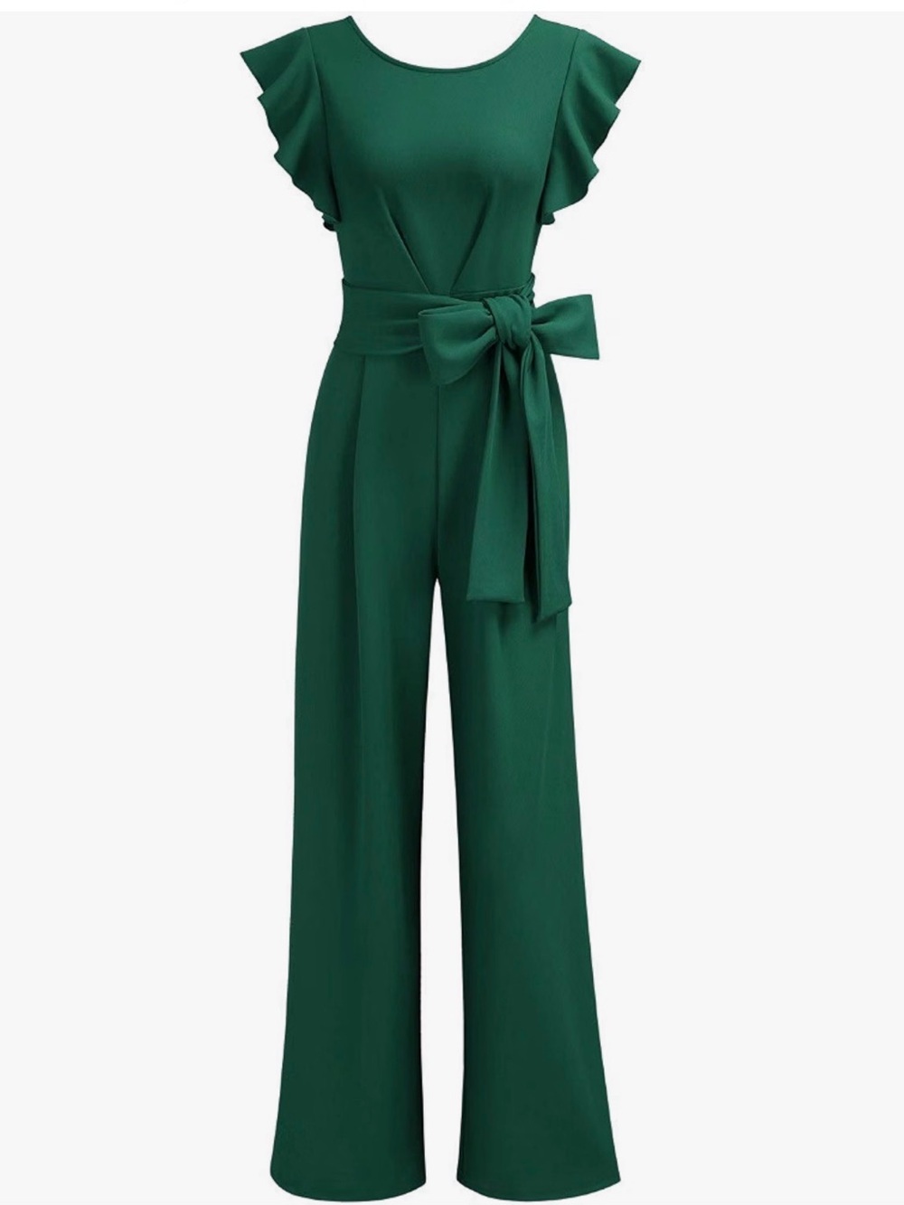 Sleeveless Ruffle Wide Leg Formal Jumpsuit with Belt. Size Small